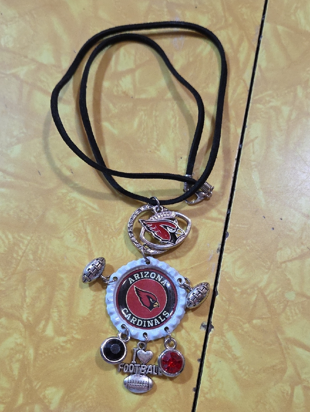 #G Arizona Cardinals Black Red Pendant Necklace with Team Charms